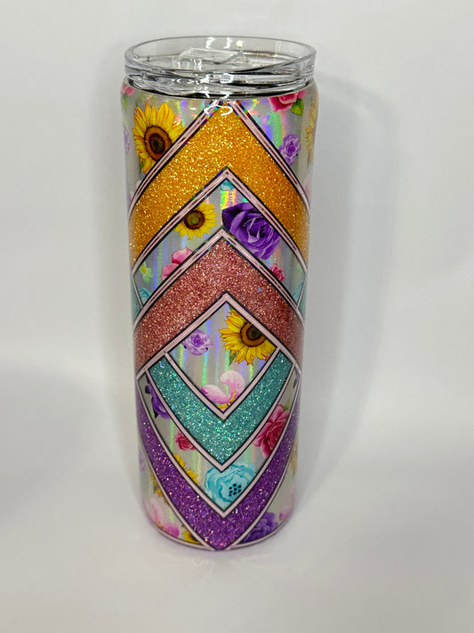Weave tumbler with flowers