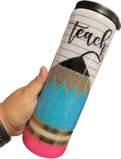 Teacher composition/pencil tumbler-Made to order
