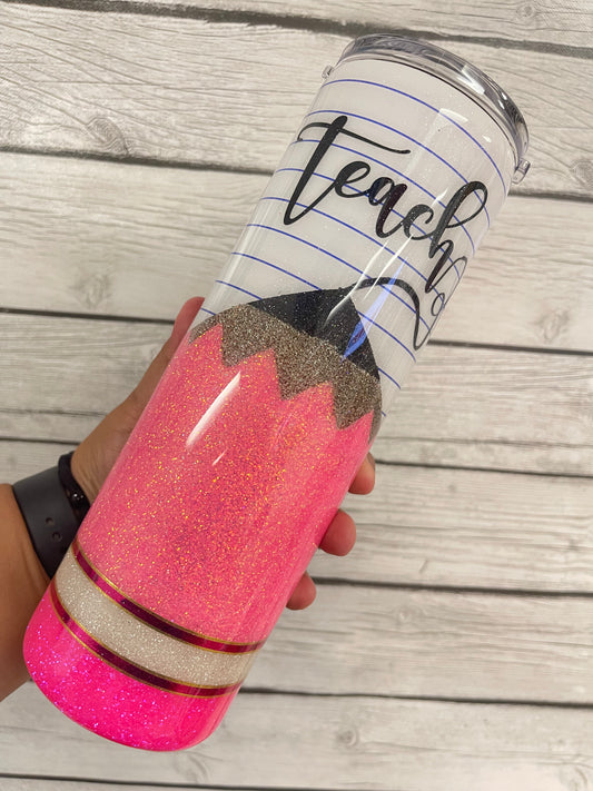 Teacher composition/pencil tumbler-Made to order