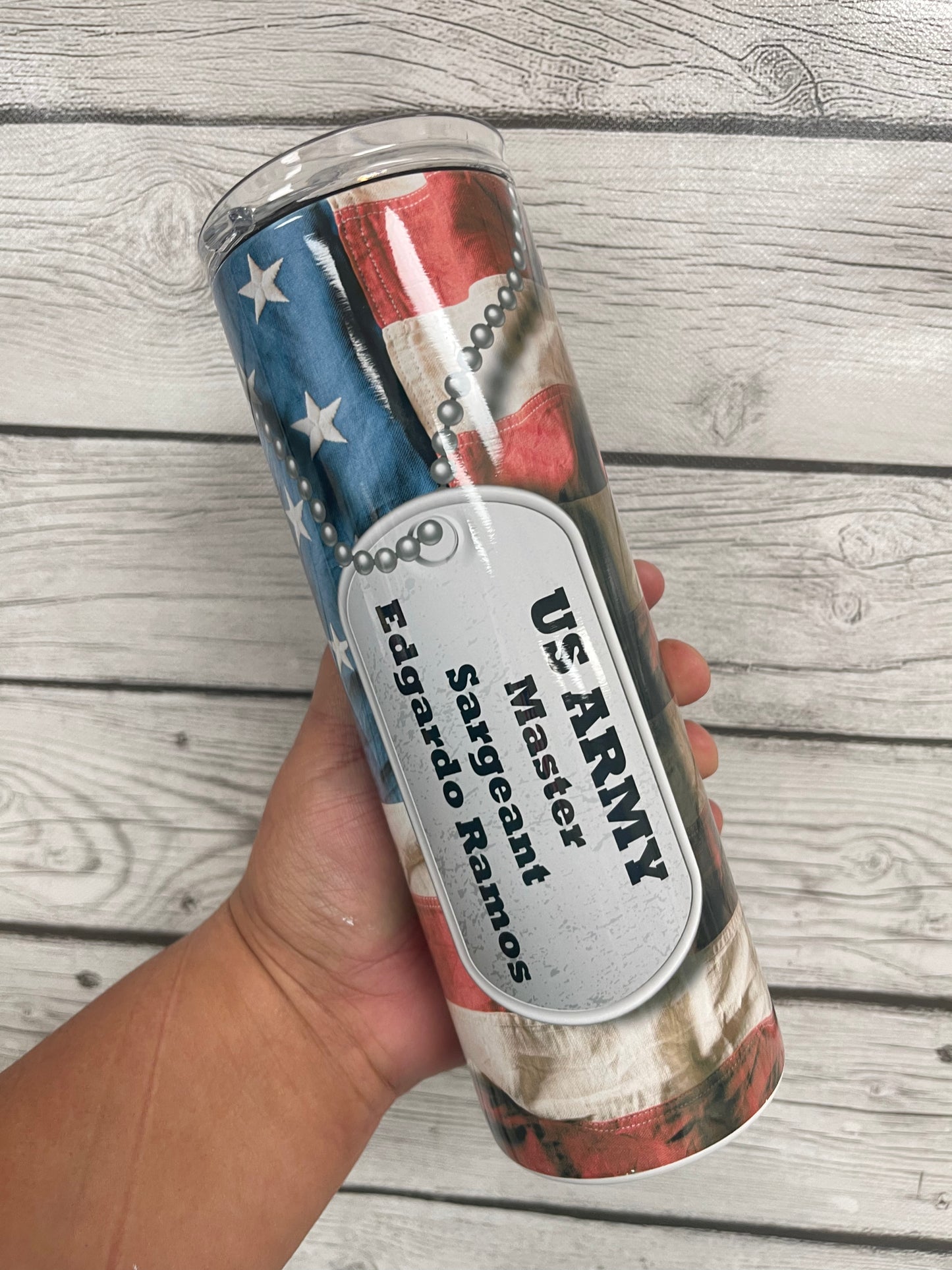 Flag and dog tags